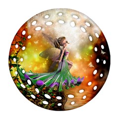 Cute Flying Fairy In The Night Round Filigree Ornament (two Sides) by FantasyWorld7