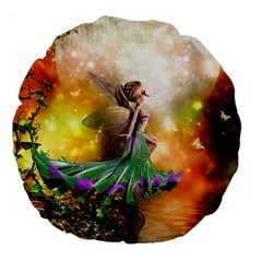 Cute Flying Fairy In The Night Large 18  Premium Round Cushions by FantasyWorld7