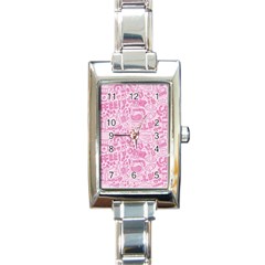 Coffee Pink Rectangle Italian Charm Watch by Amoreluxe