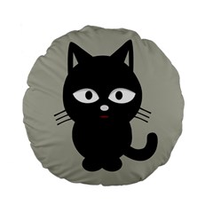 Cat Pet Cute Black Animal Standard 15  Premium Flano Round Cushions