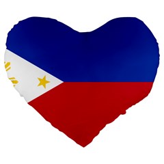 Philippines Flag Filipino Flag Large 19  Premium Flano Heart Shape Cushions by FlagGallery