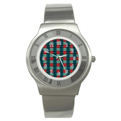 Pattern Texture Plaid Stainless Steel Watch