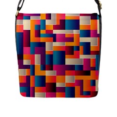 Abstract Geometry Blocks Flap Closure Messenger Bag (l)