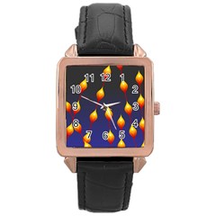 Flower Buds Floral Night Rose Gold Leather Watch  by HermanTelo