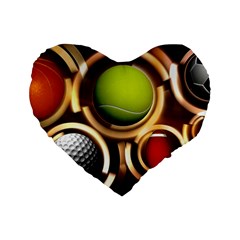 Sport Ball Tennis Golf Football Standard 16  Premium Heart Shape Cushions by HermanTelo