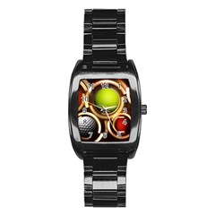 Sport Ball Tennis Golf Football Stainless Steel Barrel Watch