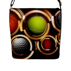 Sport Ball Tennis Golf Football Flap Closure Messenger Bag (l)