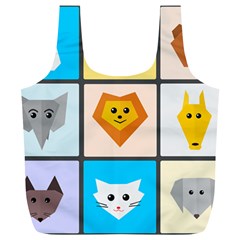 Animals Cute Flat Cute Animals Full Print Recycle Bag (xl) by HermanTelo