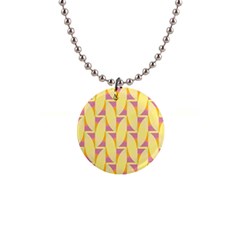 Yellow Pink 1  Button Necklace
