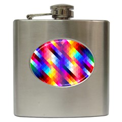 Abstract Blue Background Colorful Pattern Hip Flask (6 Oz)