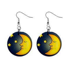 Funny Moon And Stars Mini Button Earrings by trulycreative