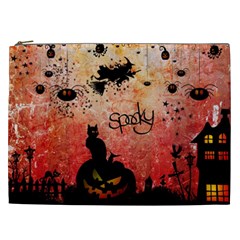 Funny Halloween Design, Cat, Pumpkin And Witch Cosmetic Bag (xxl) by FantasyWorld7