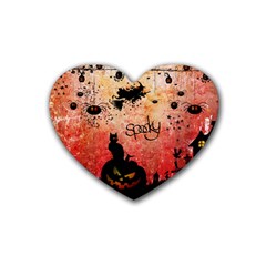 Funny Halloween Design, Cat, Pumpkin And Witch Heart Coaster (4 Pack)  by FantasyWorld7