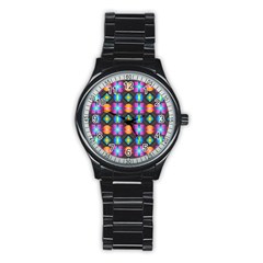 Squares Spheres Backgrounds Texture Stainless Steel Round Watch