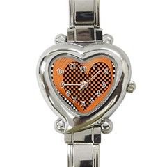 Heart Chess Board Checkerboard Heart Italian Charm Watch by HermanTelo