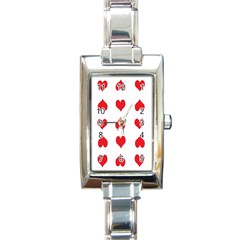 Heart Red Love Valentines Day Rectangle Italian Charm Watch by HermanTelo