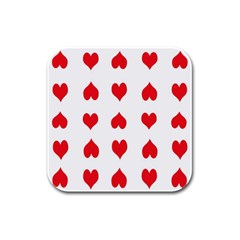 Heart Red Love Valentines Day Rubber Square Coaster (4 Pack)  by HermanTelo