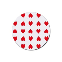 Heart Red Love Valentines Day Rubber Coaster (round)  by HermanTelo