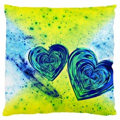 Heart Emotions Love Blue Large Cushion Case (two Sides) by HermanTelo