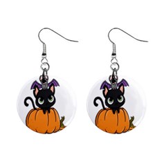 Halloween Cute Cat Mini Button Earrings by HermanTelo