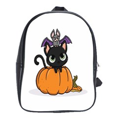 Halloween Cute Cat School Bag (large) by HermanTelo