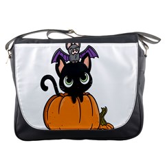 Halloween Cute Cat Messenger Bag by HermanTelo