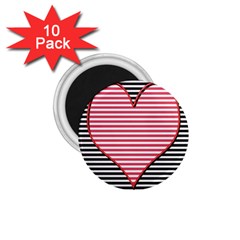 Heart Stripes Symbol Striped 1 75  Magnets (10 Pack)  by HermanTelo