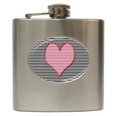 Heart Stripes Symbol Striped Hip Flask (6 Oz)