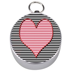 Heart Stripes Symbol Striped Silver Compasses