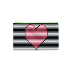 Heart Stripes Symbol Striped Cosmetic Bag (xs) by HermanTelo