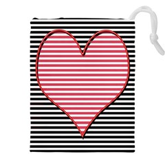 Heart Stripes Symbol Striped Drawstring Pouch (4xl)