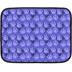 Pattern Texture Feet Dog Blue Fleece Blanket (mini) by HermanTelo