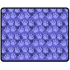 Pattern Texture Feet Dog Blue Fleece Blanket (medium)  by HermanTelo