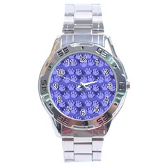 Pattern Texture Feet Dog Blue Stainless Steel Analogue Watch by HermanTelo