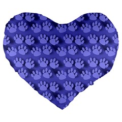 Pattern Texture Feet Dog Blue Large 19  Premium Heart Shape Cushions by HermanTelo