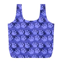 Pattern Texture Feet Dog Blue Full Print Recycle Bag (l) by HermanTelo