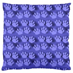 Pattern Texture Feet Dog Blue Large Flano Cushion Case (two Sides)