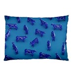 Cow Illustration Blue Pillow Case (Two Sides) Front