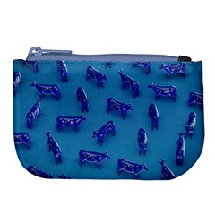 Cow Illustration Blue Large Coin Purse