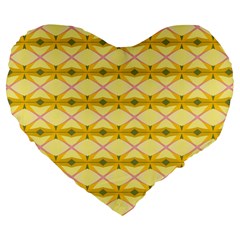 Pattern Pink Yellow Large 19  Premium Flano Heart Shape Cushions by HermanTelo