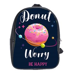 Donut Worry Be Happy School Bag (xl) by trulycreative