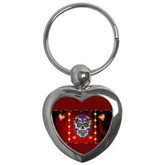 Awesome Sugar Skull With Hearts Key Chain (heart) by FantasyWorld7