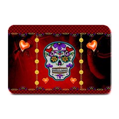 Awesome Sugar Skull With Hearts Plate Mats by FantasyWorld7