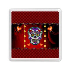 Awesome Sugar Skull With Hearts Memory Card Reader (square) by FantasyWorld7