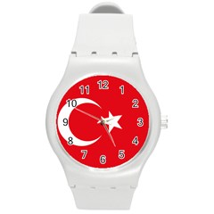 Flag Of Turkey Round Plastic Sport Watch (m) by abbeyz71