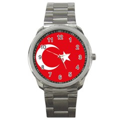 Vertical Flag Of Turkey Sport Metal Watch by abbeyz71