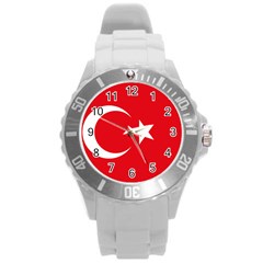 Vertical Flag Of Turkey Round Plastic Sport Watch (l) by abbeyz71