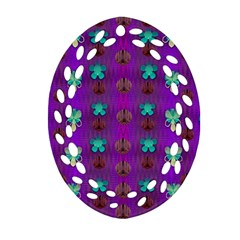 Peace Is Cool Again And Decorative Flowers Oval Filigree Ornament (two Sides) by pepitasart