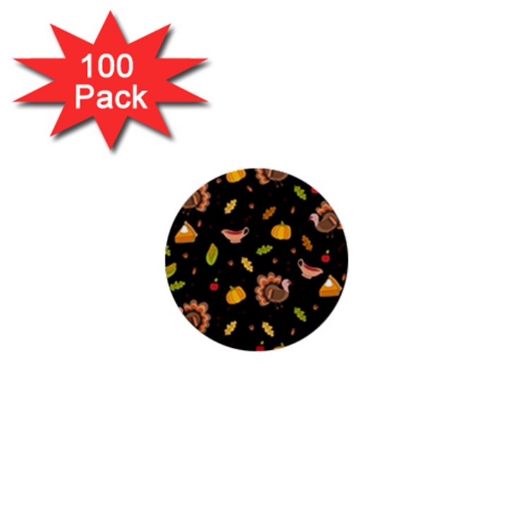 Thanksgiving Turkey pattern 1  Mini Buttons (100 pack) 