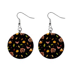 Thanksgiving Turkey Pattern Mini Button Earrings by Valentinaart